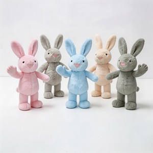 Boneka kelinci telinga panjang mainan mewah hewan bordir LOGO kustom dengan tambalan alfabet mainan hadiah anak-anak dikemas dalam tas OPP - Product Image 4