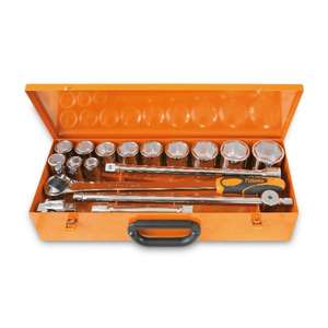BETA - 009280955 Set with 12 hexagon hand <b>sockets</b> and 5 accessories in sheet metal case <b>RATCHET</b> AND <b>SOCKET</b> SETS - Product Image 1