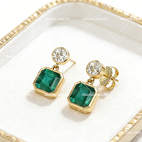Abiding Personality Light Luxury 925 Silver Bezel Set Czochralski Method Lab-Grown Colored Gemstone Dual Drop Fishhook Earrings