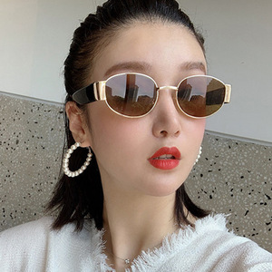Nuovi occhiali da sole retrò alla moda con piccola struttura in metallo UV400 lenti di protezione PC moda personalizzata in giallo <span class=keywords><strong>e</strong></span> rosso - Product Image 4