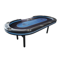 Tables de poker personnalisées en gros pour 6 à 10 joueurs avec éclairage LED, table de jeu de casino pour jeux de poker avec porte-gobelets intégrés