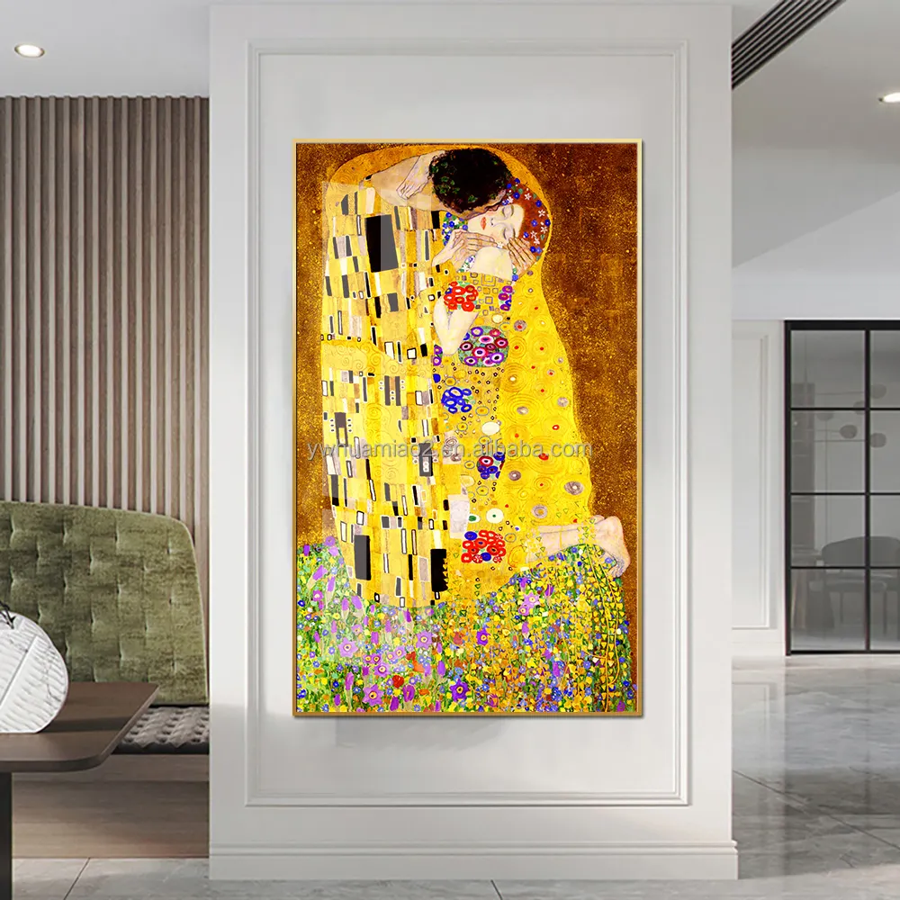 Woonkamer Decor Gustav Klimt Kunstenaar Poster Moderne Glas Geschilderd Canvas Art Klassieke Muur Schilderijen Abstract