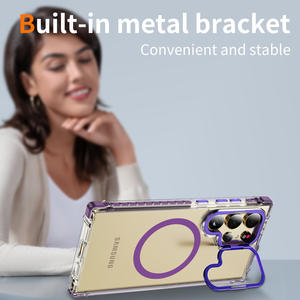 Fuerte magnético transparente para Kickstand Nueva funda de teléfono de metal para <span class=keywords><strong>Samsung</strong></span> para <span class=keywords><strong>Galaxy</strong></span> <span class=keywords><strong>S</strong></span> <span class=keywords><strong>23</strong></span>/24/25 FE Plus Ultra Phone Case - Product Image 6