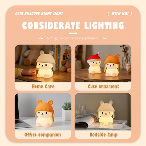 Lampe de nuit portable en silicone LED à changement de couleur, motif <span class=keywords><strong>lapin</strong></span> de dessin animé, pour bébés et enfants, avec fonction tactile et intensité réglable - Product Image 6
