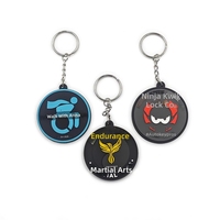 Porte-clés promotionnel rond en PVC souple de style simple avec logo personnalisable, code QR et numéro de téléphone