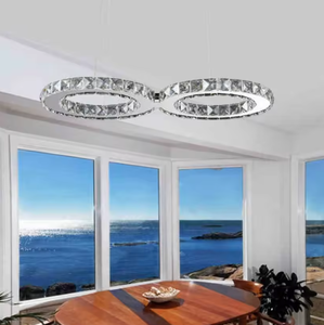 Zeal Lighting Modern LED Crystal Chandelier 6 Ring Black Pendant Light 6 Anillos Lámpara Glass Shell Lighting - Product Image 3