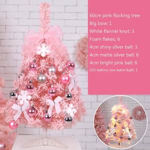 2022 Navidad gran oferta decoración rosa 60cm Mini árbol de Navidad azul 60cm decoración de escritorio DIY flocado árbol de Navidad - Product Image 5