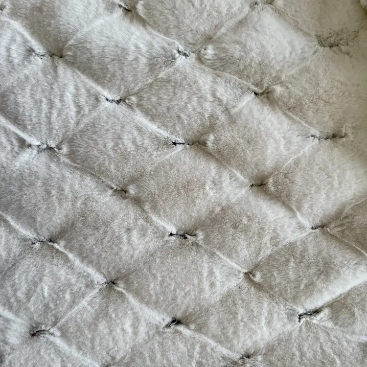 Manta textil mullida de lujo, tejido de piel de conejo de imitación acolchada con diamantes de poliéster de felpa larga