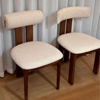 Chaise de salle à manger vintage française en bois de hêtre massif, design antique, dossier rembourré en coton et lin haut de gamme, pour la maison