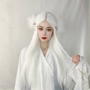 Pseudo-girl <span class=keywords><strong>Perruque</strong></span> synthétique pour <span class=keywords><strong>homme</strong></span>, pour <span class=keywords><strong>cosplay</strong></span> anime, cheveux longs et raides à raie médiane, style Hanfu, longueur mi-taille, teintée - Product Image 2