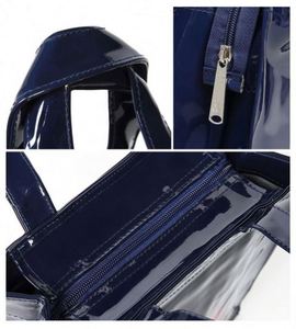 Bolsa de Mano Impermeable con Logotipo Personalizado, Estampado de Verano, Cierre de Cremallera, Impresión de Letras, Cara Espejo, Azul, Poliéster, Bolsas de Playa - Product Image 3