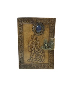 Diario in Pelle Vintage Fatto a Mano con Motivo Lupo per Uomini e <span class=keywords><strong>Donne</strong></span>, Quaderno con Bordo Grezzo e Spirale per Scrittura e Appunti - Product Image 1