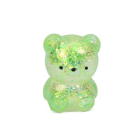 Best-seller transfrontalier : Jouet à presser éducatif en caoutchouc à rebond lent, transparent, avec paillettes dorées et motif petit ours