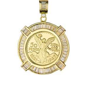 Nouveau Design Bijoux Mexicains Collier 14k Accessoires Laiton <span class=keywords><strong>50</strong></span> Peso Souvenir Coin Pendentif Mexique <span class=keywords><strong>50</strong></span> Peso - Product Image 3