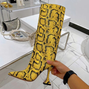 Bottines à talons chaton en cuir de serpent, nouvelle mode automne-printemps, pour femmes élégantes - Product Image 1