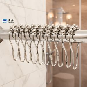 Ganchos de Metal para Cortinas, Resistentes al Óxido, Paquete de 12 Unidades, Ganchos para Cortinas de Ducha - Product Image 1