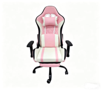 Chaise de jeu en cuir rose et blanc, ergonomique, pour femmes et filles, chaise de jeu féminine