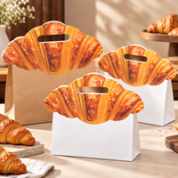 Sac en papier alimentaire HONPAK en forme de pain, imprimé sur mesure, avec poignée découpée pour l'emballage de pain de boulangerie à emporter