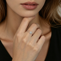 Bague ajustable Damila en argent sterling 925, bijoux fins, pour filles, avec pierre, zircon, trèfle, pas cher