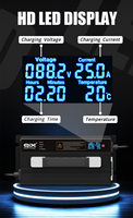 Chargeur de Batterie Intelligent à Affichage LED 12V 50A 24V 50A 48V 35A 60V 30A 72V 25A pour Batteries au Plomb, Lithium et LiFePO4