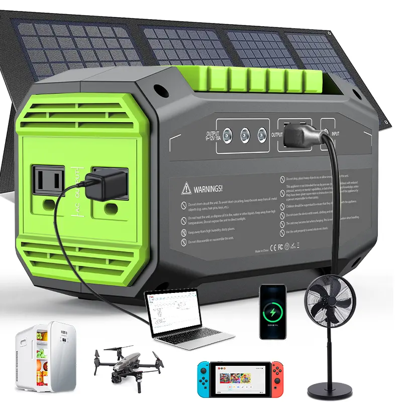 Generator daya matahari pintar portabel, 200W, 300W, 600W, 1000W, kapasitas besar, 2000W, 200 V 110V untuk rumah dan luar ruangan