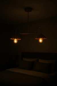 Lustre moderne élégant de style mi-siècle en laiton fait main, suspension plafond Sputnik italienne à 2 lumières, finition personnalisée, montage encastré - Product Image 6