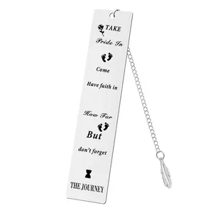 Customized Metal Souvenir Gifts Simple Etched Bookmarks With Chain Custom Logo Metal Bookmarks