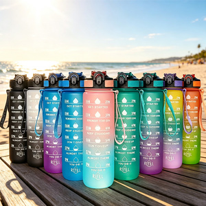 Bouteilles d'eau en plastique PC de 1000 ml en gros, avec message de motivation, pour boire directement, recyclables, résistantes à l'ébullition, idéales pour la randonnée - Product Image 1