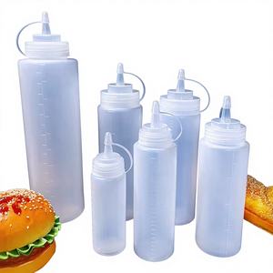 ขวดบีบพลาสติก PE ใส ขนาด 4 ออนซ์/16 ออนซ์ จากโรงงานโดยตรง สำหรับบรรจุน้ำผึ้ง พริก ซอส ซอสถั่วเหลือง ซอสมะเขือเทศ โลชั่น แชมพู ฝาเกลียวสีขาวโปร่งแสง - Product Image 1