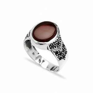 Agate Oval Shape Gemstone Authentic <b>Men</b> <b>Ring</b> Turkish Wholesale Handmade 925 Sterling Silver - Product Image 2