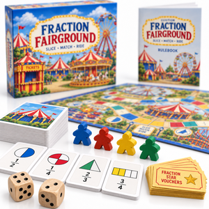 เกมกระดานเพื่อการศึกษา Jinayon Custom Fraction Fairground ทำจากวัสดุกระดาษและไม้ พร้อมความยั่งยืนทางคาร์บอน - Product Image 2