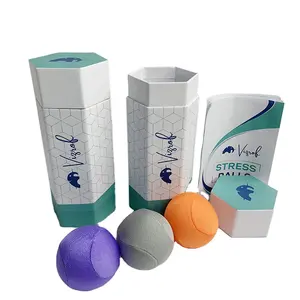 Luxo personalizado Foam Anti Stress Squeeze Balls design ciano Hexagonal papel caixa de presente caixa embalagem