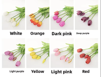 Bouquet de tulipes artificielles en gel de silicone à 5 tiges, nouées à la main, effet toucher réel, colorées, moulées par injection, aspect hydratant