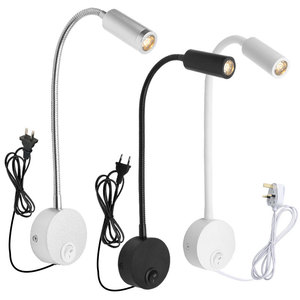 AC 3W LED-Leselampe für Schlafzimmer, Nachtlicht mit flexiblem Schlauch, Wandlampe für Hotel-Bettvorleger - Product Image 2