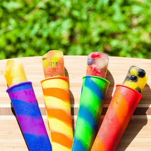 Moule à sucettes glacées en silicone coloré personnalisé avec logo, avec couvercles connectés, pour la création de glaces maison – Vente en gros - Product Image 5