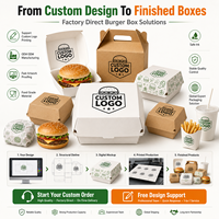 Boîte à burger à emporter avec couvercle à languette, en papier kraft recyclable, pour services de livraison de burgers, commandes en gros pour usines et commandes à emporter