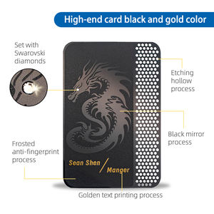 Tùy Chỉnh Sang Trọng Vàng Đen Khắc Thẻ Kinh Doanh 0.8Mm Sáng Bóng Dày Thép Không Gỉ Logo Thăng Hoa Trống Chết Cắt Mạ Quà Tặng - Product Image 4