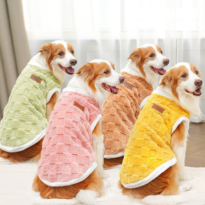 wholesale Autumn Winter Cold Weather Dog Clothes Pet Fleece Jacket Warm Checkered <b>Plush</b> Dog Sweater Vest - Product Image 1