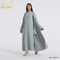 Ensemble Abaya Ouverte 2 Pièces Style Dubaï 2026 Couleur Unie avec Robe Intérieure Sans Manches – Fabrication Guangzhou