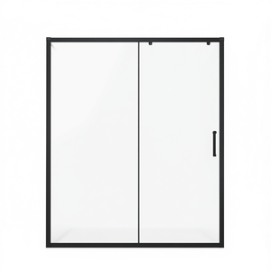 Puerta de Ducha de Vidrio Templado Semi-Sin Marco 60X70 en Negro Mate, Diseño Rectangular Deslizante - Product Image 1