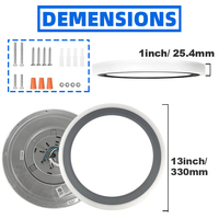Plafonnier rond circulaire 13 pouces Led 3CCT sélectionnable + veilleuse plafonnier rond Led luminaire