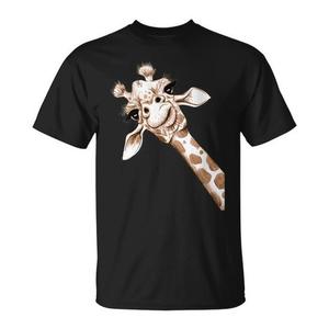 T-shirt con illustrazione di giraffa curiosa, design grafico unisex per adulti, taglia media - Product Image 1