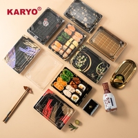 1105 gros Bento emballage à emporter plateau à Sushi à emporter boîte à Sushi en plastique jetable avec couvercle transparent