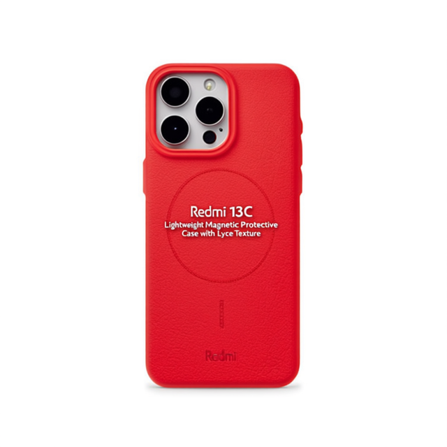Redmi 13C Plain Lightweight Magnetic Embossing Lychee Texture Protective Case for Mobile Phone