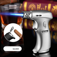 Briquet à gaz réglable avec ouvre-trou de cigares, cartouche de Butane pour flamme à haut Jet scintillante pour BBQ