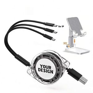 Promotional Gift Wholesale Retractable Usb Charging Pure Copper Custom Logo 3-In-1 Multi <b>Charger</b> Cable - Product Image 1