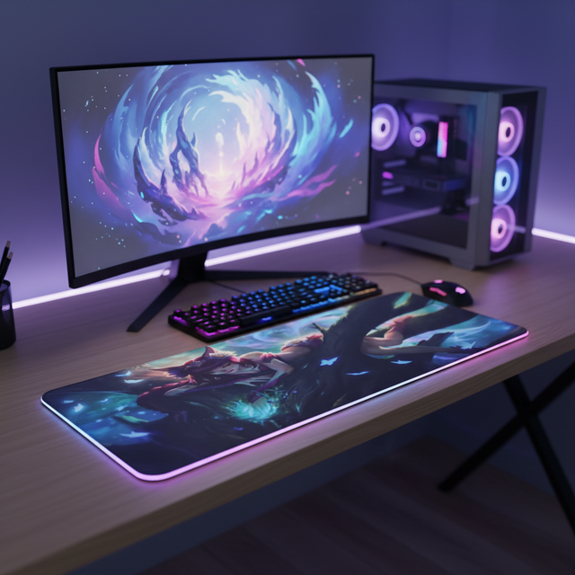 Colorful Large Custom Size Anime Cartoon Desktop RGB LED Gaming Mouse Pad Natural Rubber Material in Stock