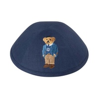 Yihaoyi Ensemble de Kippa Brodé Motif Ours, 6 Styles, Yarmulke à 4 Panneaux, Style Preppy, Chapeau de Prière Juif pour Bar Mitzvah et Cadeau