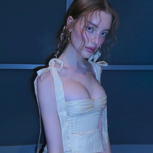 Canotte Vintage in stile francese Y2K bianco nero corsetto Skinny estetico corsetto in <span class=keywords><strong>pizzo</strong></span> grazioso fasciatura canottiera <span class=keywords><strong>donna</strong></span> 2805 - Product Image 4