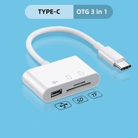 Adaptador de conexión de cámara OTG tipo C 3 en 1, lector de tarjetas SD TF-Flash con puerto USB2.0, material ABS, funciona con concentradores